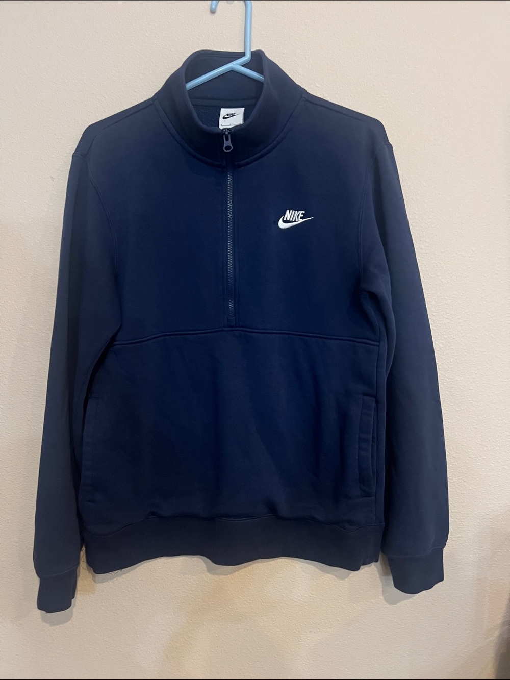 Nike Men’s Navy Half-Zip Sweatshirt with White Logo